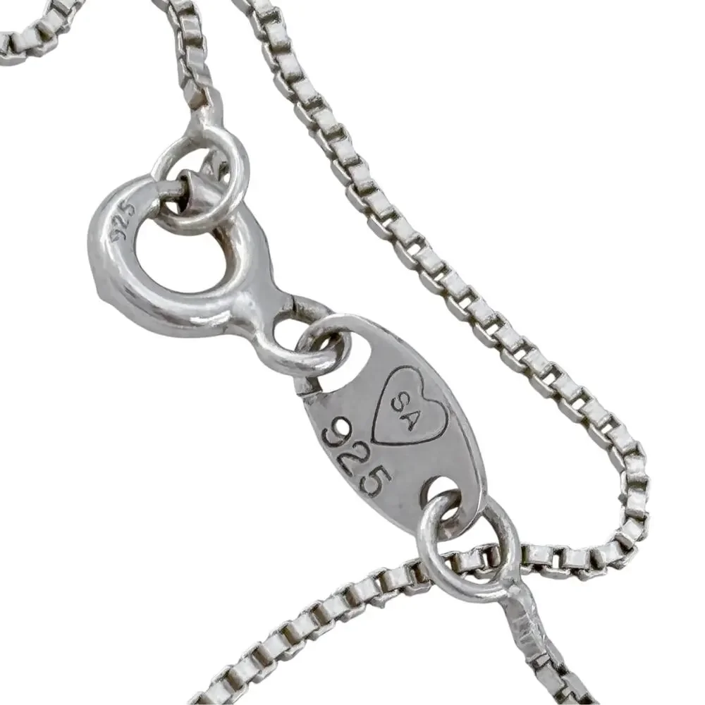 Vintage Italy Sterling Silver 925 Box Chain Necklace 18